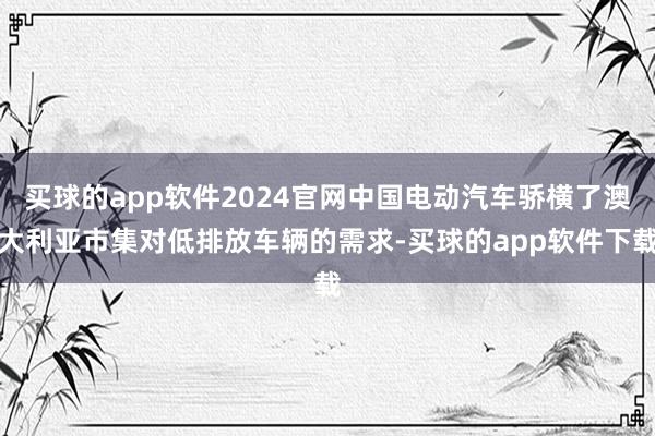 买球的app软件2024官网中国电动汽车骄横了澳大利亚市集对低排放车辆的需求-买球的app软件下载