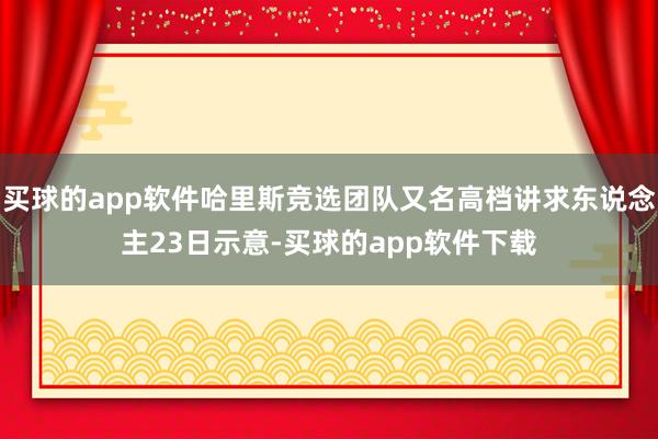 买球的app软件哈里斯竞选团队又名高档讲求东说念主23日示意-买球的app软件下载