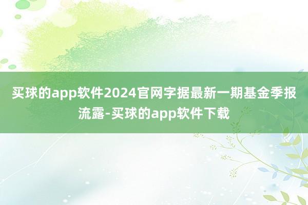 买球的app软件2024官网字据最新一期基金季报流露-买球的app软件下载