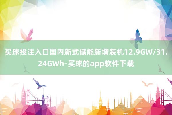 买球投注入口国内新式储能新增装机12.9GW/31.24GWh-买球的app软件下载