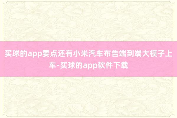 买球的app要点还有小米汽车布告端到端大模子上车-买球的app软件下载