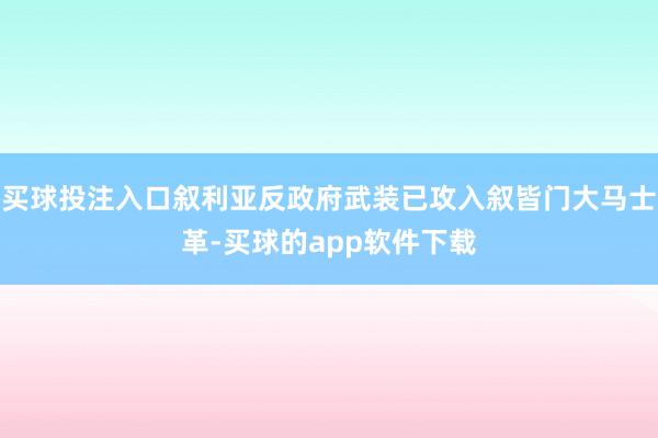 买球投注入口叙利亚反政府武装已攻入叙皆门大马士革-买球的app软件下载