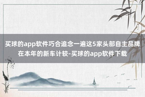 买球的app软件巧合追念一遍这5家头部自主品牌在本年的新车计较-买球的app软件下载